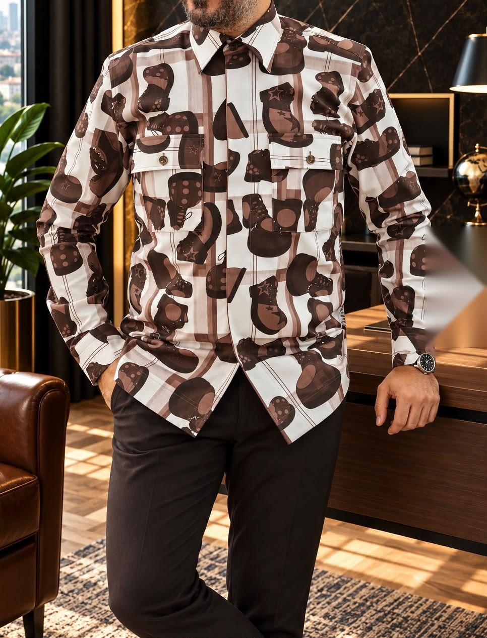 Chemise Imprimée Cacao — cacao & crème