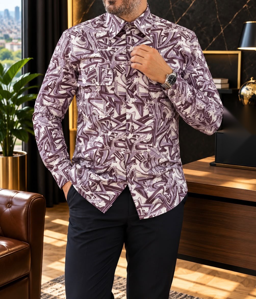 Chemise Imprimée Mauve — mauve