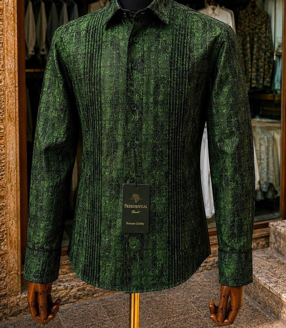 Chemise homme en jacquard vert forêt