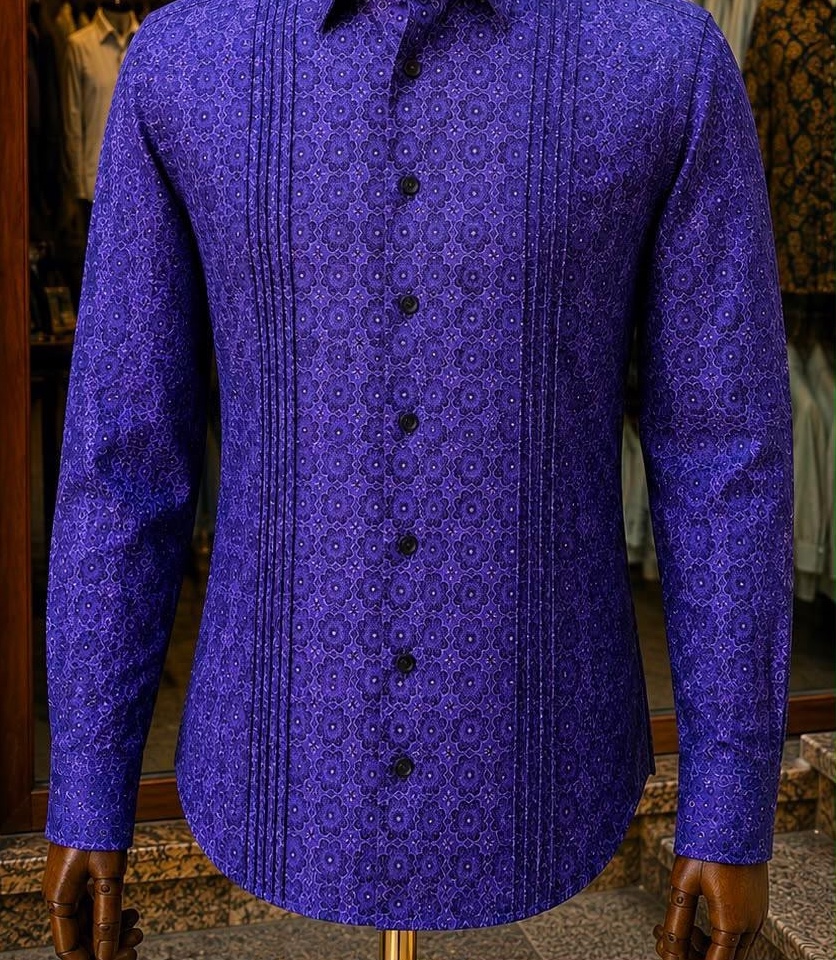 Chemise homme en jacquard violet