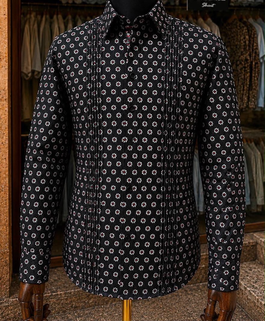 Men’s black shirt with white dots