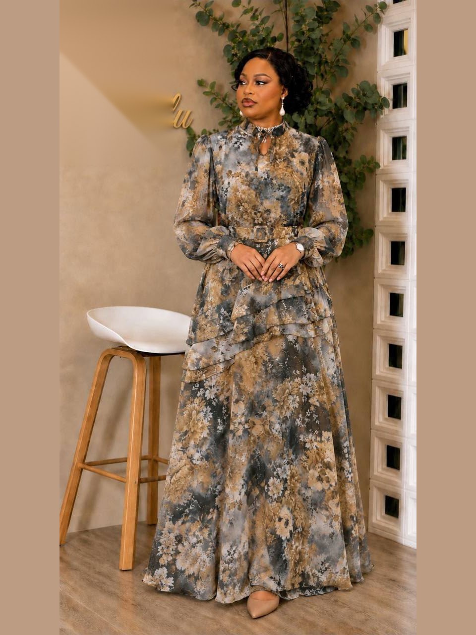 Robe Chiffon Ardoise — ardoise & sable