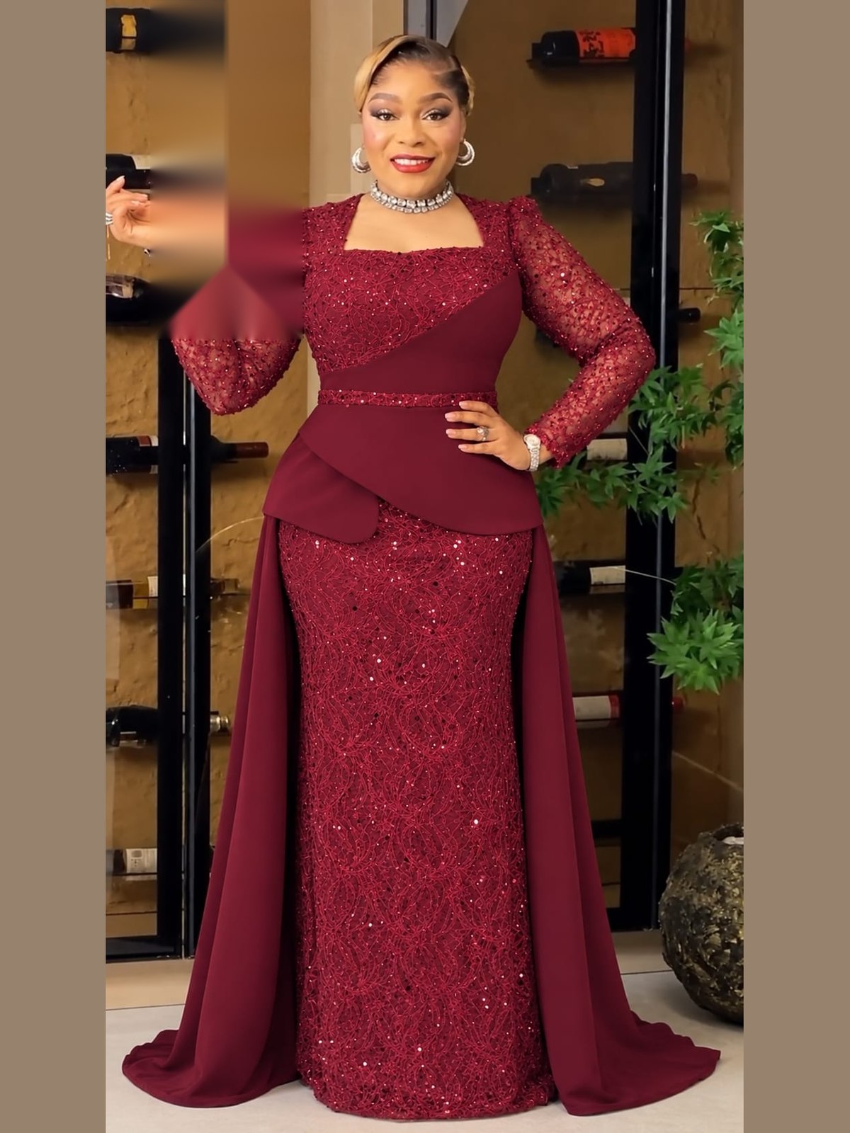 Robe Perlée Cape Bordeaux — bordeaux